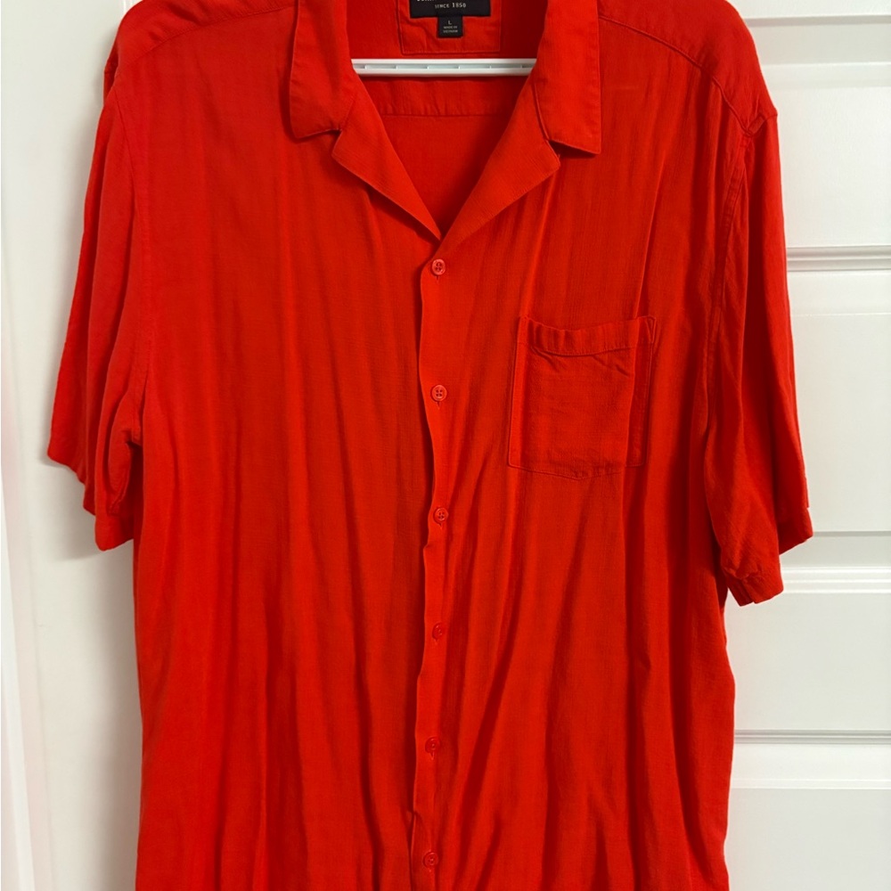 Johnston & Murphy Vibrant Red Casual Button Down Shirt
